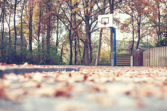 秋天公园与篮球法院老古董秋天公园与篮球法院