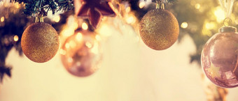 圣诞节装饰背景横幅假期点缀空间为文本色彩斑斓的黄金圣诞节装饰背景横幅假期点缀空间为文本