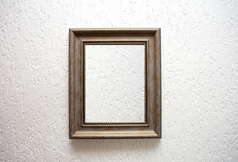 一个空木框架白色墙背景纹理复古的现代设计空间为文本一个空木框架白色墙背景纹理复古的现代设计