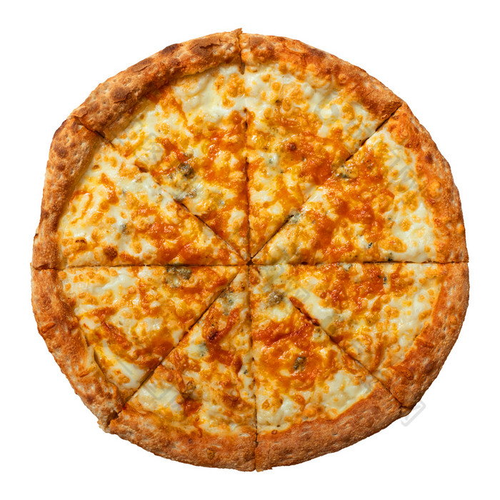 美味的新鲜的奶酪披萨孤立的白色背景美味的新鲜的奶酪披萨白色背景与路径