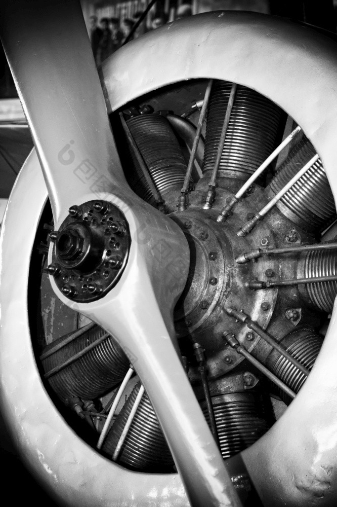 飞机径向引擎与螺旋桨径向引擎古董飞机与螺旋桨