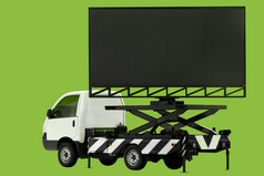 广告牌车领导面板为标志广告孤立的背景绿色