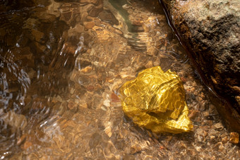 纯黄金金块小时发现我的与自然水来源