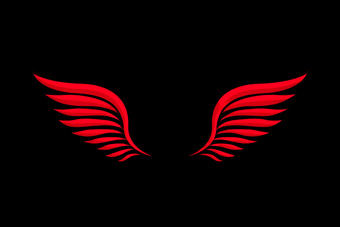 红色的翅膀插图<strong>黑色</strong>的背景翅膀与<strong>羽毛</strong>红色的翅膀插图<strong>黑色</strong>的背景