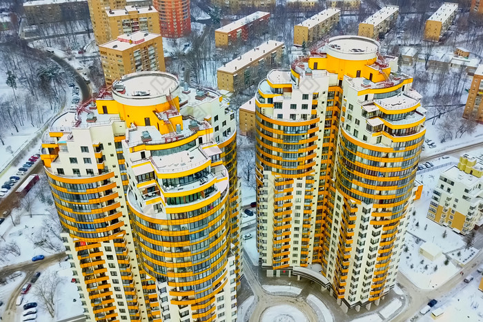 莫斯科新建筑多层公寓建筑视图从以上莫斯科新建筑多层公寓建筑视图从以上