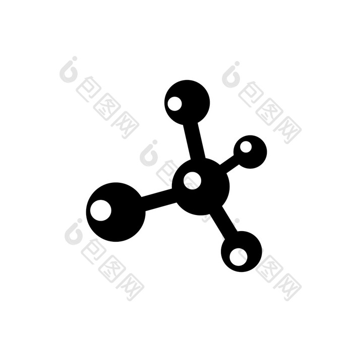 分子平向量图标简单的黑色的象征白色背景分子平向量图标