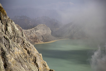 火山口湖火山东南亚洲与有毒烟雾和气体