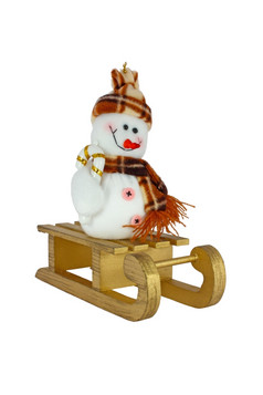 小雪人雪橇圣诞节装饰孤立的白色