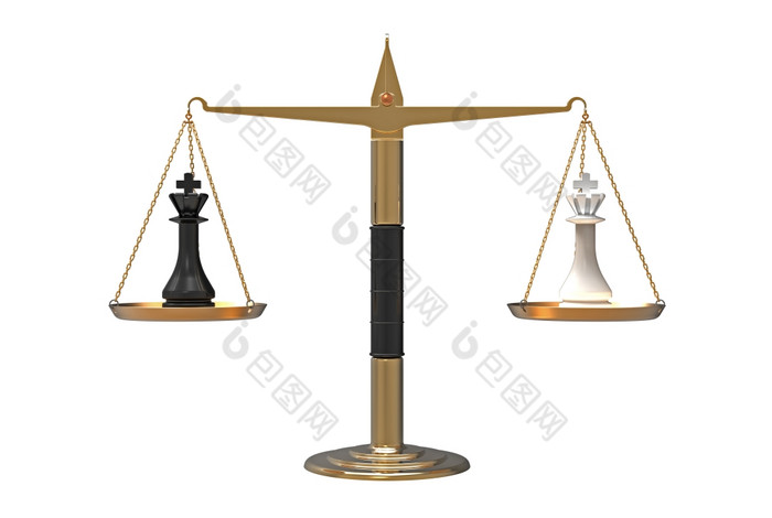 平衡权力两个国际象棋国王的尺度平衡渲染