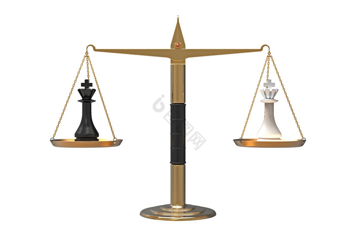 平衡权力两个国际象棋国王的尺度平衡渲染图片