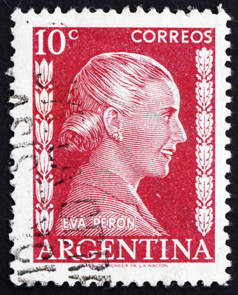 阿根廷约邮票印刷的阿根廷显示玛丽伊娃Duarte布顿第一个夫人阿根廷约