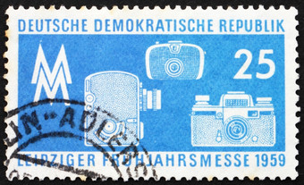 民主德国约邮票印刷民主德国显示摄影设备莱比锡春天公平约