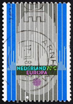 荷兰约邮票印刷的荷兰显示程式化的器官管道约