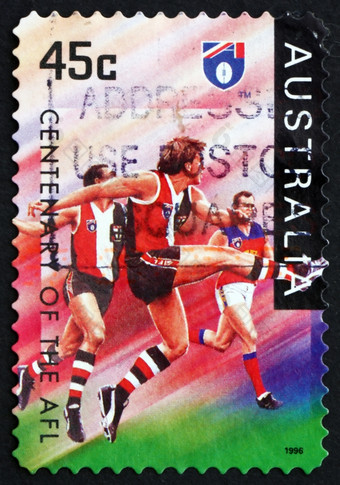 澳大利亚约邮票印刷的澳大利亚显示基尔达圣人纪念澳大利亚足球联盟约