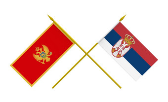 旗帜黑山共和国而且塞尔维亚渲染孤立的白色