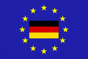 旗帜德国和欧洲联盟渲染孤立的白色