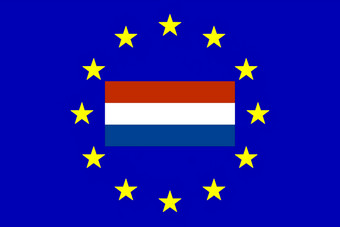 旗帜荷兰和欧洲联盟渲染孤立的白色