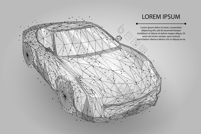 摘要醪行和点高速度运动车向量运输插图多边形低聚快开车车辆路旅行概念