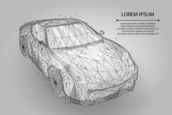 摘要醪行和点高速度运动车向量运输插图多边形低聚快开车车辆路旅行概念