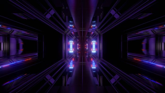未来主义的科幻小说隧道走廊插图背景现代未来空间飞艇隧道渲染壁纸未来主义的科幻小说隧道走廊插图背景