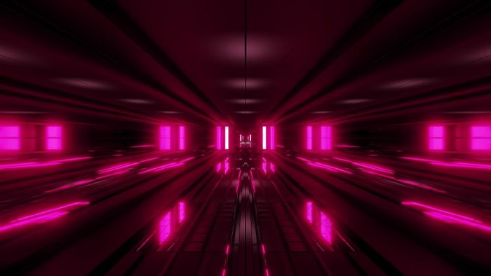 变形科幻清洁隧道走廊壁纸背景插图发光的发光未来主义的未来隧道呈现设计清洁风格砌块隧道走廊背景与害怕发光背景呈现