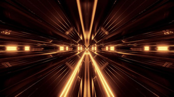 黑色的未来主义的科幻隧道与与金发光的灯背景插图未来主义的现代科幻隧道走廊壁纸呈现黑色的未来主义的科幻隧道与与金发光的灯背景插图