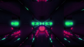 不错的红色的发光的球与反光空间隧道背景呈现插图科幻腐蚀隧道与不错的发光的灯壁纸插图不错的红色的发光的球与反光空间隧道背景呈现插图