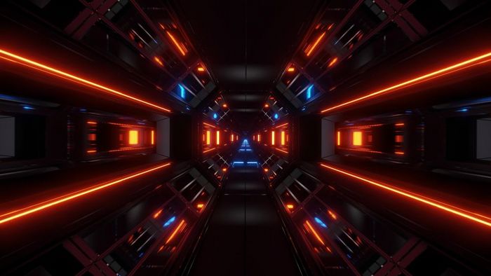 黑暗空间科幻隧道飞艇走廊飞通过循环插图壁纸未来主义的空间科幻走廊背景呈现黑暗空间科幻隧道飞艇走廊飞通过循环插图