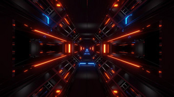 黑暗空间科幻隧道飞艇走廊飞通过循环插图壁纸未来主义的空间科幻走廊背景呈现黑暗空间科幻隧道飞艇走廊飞通过循环插图