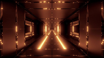 未来主义的空间科幻隧道与热金属呈现壁纸背景科幻走廊与不错的玻璃和反射contur呈现未来主义的空间科幻隧道与热金属呈现壁纸背景