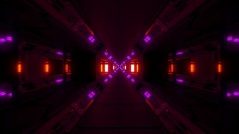 未来主义的发光的科幻空间隧道走廊插图背景壁纸现代科幻宇宙飞船机库走廊呈现未来主义的发光的科幻空间隧道走廊插图背景壁纸