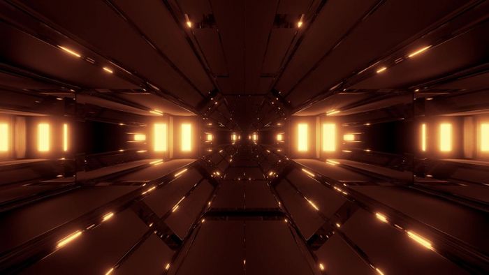 黑暗清洁科幻空间隧道走廊呈现背景壁纸未来主义的科幻隧道未来风格与高对比黑暗清洁科幻空间隧道走廊呈现背景壁纸