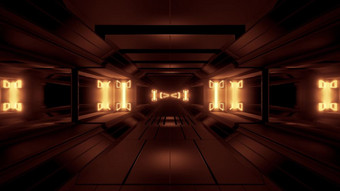 未来主义的发光的科幻空间隧道走廊插图背景壁纸现代科幻宇宙飞船机库走廊呈现未来主义的发光的科幻空间隧道走廊插图背景壁纸