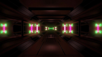 未来主义的发光的科幻空间隧道走廊插图背景壁纸现代科幻宇宙飞船<strong>机库</strong>走廊呈现未来主义的发光的科幻空间隧道走廊插图背景壁纸