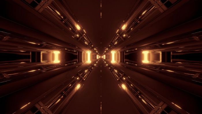 黑暗未来主义的科幻隧道走廊呈现背景壁纸现代未来科幻空间隧道插图黑暗未来主义的科幻隧道走廊呈现背景壁纸