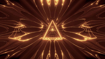 金发光的幻想三角形线框设计与反光背景wallpapaper插图神圣的发光的三角形呈现艺术金发光的幻想三角形线框设计与反光背景wallpapaper插图