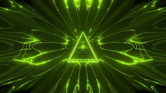 绿色发光的幻想三角形线框设计与反光背景wallpapaper插图神圣的发光的三角形呈现艺术绿色发光的幻想三角形线框设计与反光背景wallpapaper插图