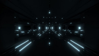 黑暗未来主义的科幻隧道走廊插图壁纸背景科幻未来建筑与不错的发光和反射黑暗未来主义的科幻隧道走廊插图壁纸背景