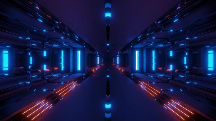 未来主义的科幻隧道走廊与很酷的不错的反射呈现壁纸背景科幻空气机库插图未来设计未来主义的科幻隧道走廊与很酷的不错的反射呈现壁纸背景