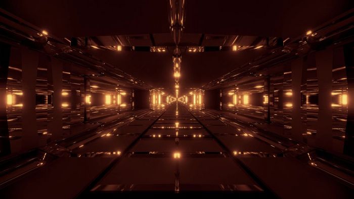 黑暗未来主义的科幻隧道走廊插图壁纸背景设计未来建筑呈现设计黑暗未来主义的科幻隧道走廊插图壁纸背景设计