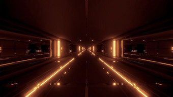 未来主义的科幻隧道走廊建筑与热金属插图壁纸背景现代科幻与不错的反射设计未来主义的科幻隧道走廊建筑与热金属插图壁纸背景