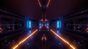 未来主义的科幻隧道走廊建筑与不错的反射插图壁纸背景现代科幻与不错的反射设计未来主义的科幻隧道走廊建筑与不错的反射插图壁纸背景