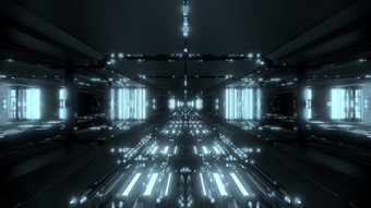 未来主义的发光的科幻隧道走廊与不错的反射呈现壁纸背景现代科幻设计插图建筑未来主义的发光的科幻隧道走廊与不错的反射呈现壁纸背景