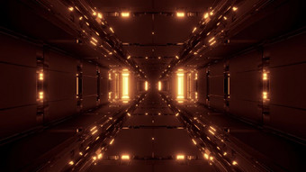 未来主义的发光的科幻隧道走廊与不错的反射呈现壁纸背景不错的科幻设计插图建筑摘要未来主义的发光的科幻隧道走廊与很酷的反射呈现壁纸背景