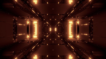 未来主义的发光的科幻隧道走廊与不错的反射呈现壁纸背景不错的科幻设计插图建筑摘要未来主义的发光的科幻隧道走廊与很酷的反射呈现壁纸背景