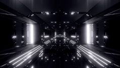 未来主义的科幻空间船空气机库隧道与玻璃窗户呈现背景壁纸未来科幻隧道设计插图未来主义的科幻空间船空气机库隧道与玻璃窗户呈现背景壁纸