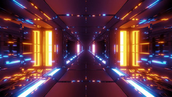 未来主义的金属科幻空间隧道走廊插图壁纸背景发光的灯和反射未来科幻建筑呈现体系<strong>结构设计</strong>未来主义的金属科幻空间隧道走廊插图壁纸背景发光的灯和反射