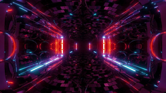 未来主义的幻想科幻隧道走廊与电反射插图壁纸背景未来外星人科幻建筑呈现艺术设计未来主义的幻想科幻隧道走廊与电反射插图壁纸背景