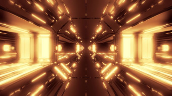 未来主义的科幻机库隧道走廊与发光的灯插图壁纸背景未来科幻建筑呈现艺术设计未来主义的科幻机库隧道走廊与发光的灯插图壁纸背景