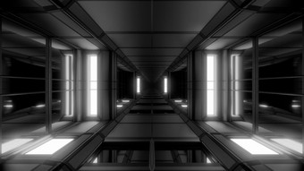 未来主义的科幻机库隧道走廊与玻璃窗户插图壁纸背景未来科幻建筑呈现艺术设计未来主义的科幻机库隧道走廊与玻璃窗户插图壁纸背景